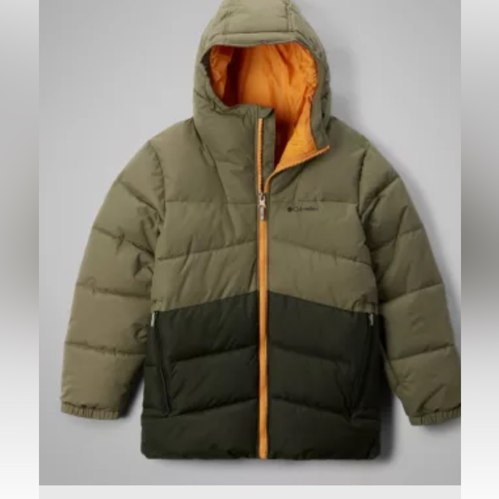 Columbia Kids Puffer Jacket - Green and Orange. Used three times. 10/12